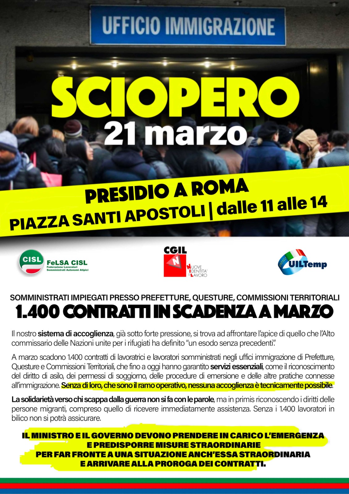 Ministero dell'Interno - sciopero nazionale il 21 marzo 2022