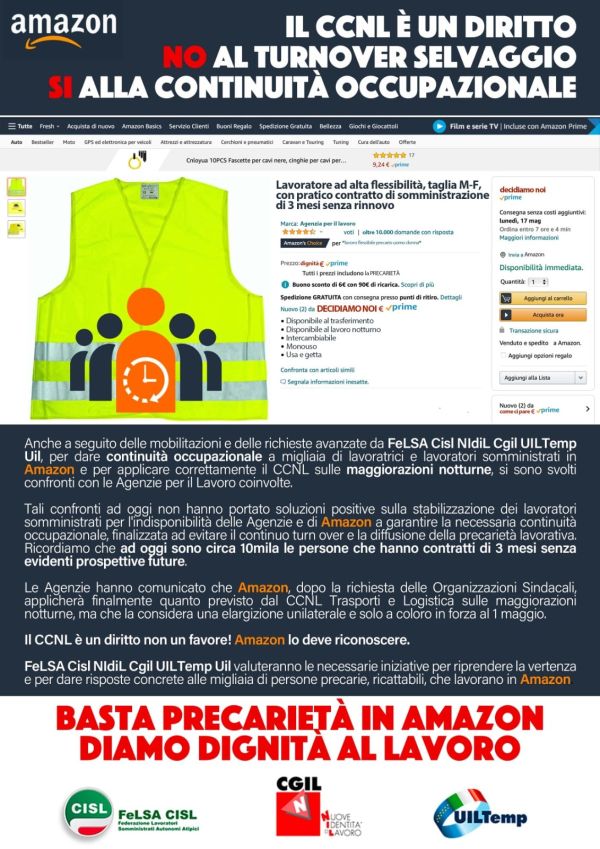 Amazon: il CCNL è un diritto